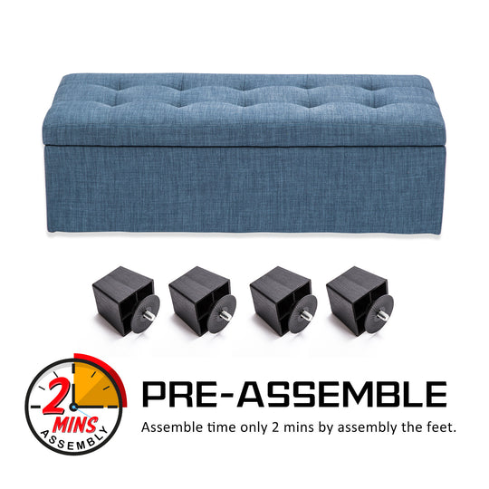 DSZ Product, feed-cond-new, feed-sl-DSZ Freight Payable, newStorage Ottoman Stool 102Cm Fabric Dark Blue - Premium Furniture > Living Room > Ottomans & Footstools from La Bella ! Shop Online Buy Now at S & D's Value Store Family Business Best Customer ServiceDSZ Product, feed-cond-new, feed-sl-DSZ Freight Payable, new