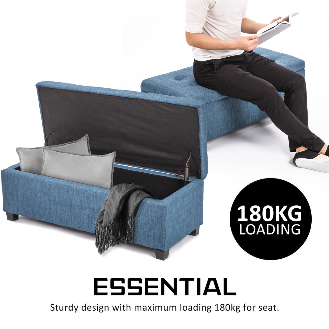 DSZ Product, feed-cond-new, feed-sl-DSZ Freight Payable, newStorage Ottoman Stool 102Cm Fabric Dark Blue - Premium Furniture > Living Room > Ottomans & Footstools from La Bella ! Shop Online Buy Now at S & D's Value Store Family Business Best Customer ServiceDSZ Product, feed-cond-new, feed-sl-DSZ Freight Payable, new