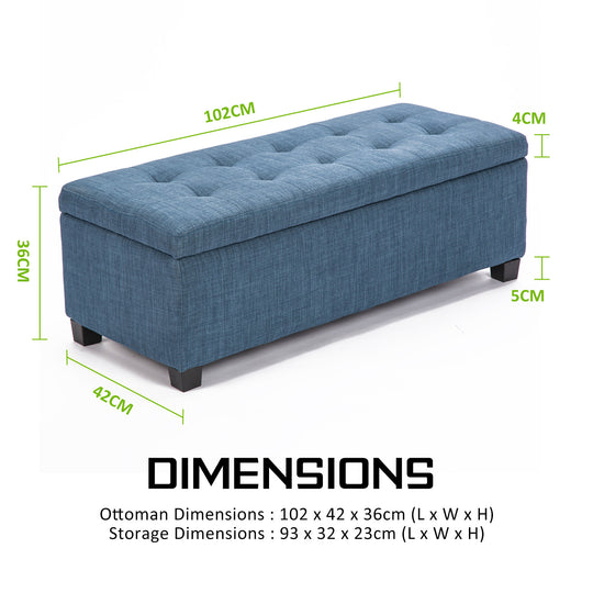 DSZ Product, feed-cond-new, feed-sl-DSZ Freight Payable, newStorage Ottoman Stool 102Cm Fabric Dark Blue - Premium Furniture > Living Room > Ottomans & Footstools from La Bella ! Shop Online Buy Now at S & D's Value Store Family Business Best Customer ServiceDSZ Product, feed-cond-new, feed-sl-DSZ Freight Payable, new