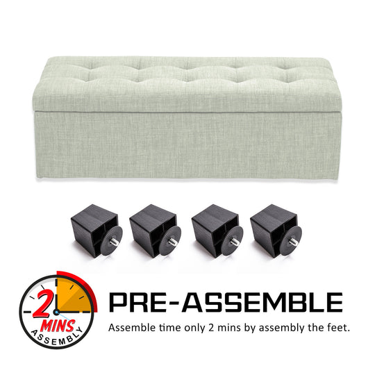 DSZ Product, feed-cond-new, feed-sl-DSZ Freight Payable, newStorage Ottoman Stool 102Cm Fabric Light Green - Premium Furniture > Living Room > Ottomans & Footstools from La Bella ! Shop Online Buy Now at S & D's Value Store Family Business Best Customer ServiceDSZ Product, feed-cond-new, feed-sl-DSZ Freight Payable, new