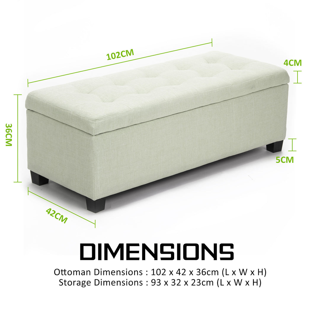 DSZ Product, feed-cond-new, feed-sl-DSZ Freight Payable, newStorage Ottoman Stool 102Cm Fabric Light Green - Premium Furniture > Living Room > Ottomans & Footstools from La Bella ! Shop Online Buy Now at S & D's Value Store Family Business Best Customer ServiceDSZ Product, feed-cond-new, feed-sl-DSZ Freight Payable, new