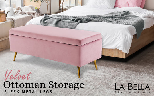 DSZ Product, feed-cond-new, feed-sl-DSZ Freight Payable, newStorage Ottoman Stool Bench Seat 110Cm Velvet Pink - Premium Furniture > Living Room > Ottomans & Footstools from La Bella ! Shop Online Buy Now at S & D's Value Store Family Business Best Customer ServiceDSZ Product, feed-cond-new, feed-sl-DSZ Freight Payable, new