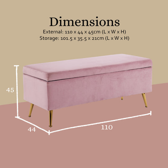 DSZ Product, feed-cond-new, feed-sl-DSZ Freight Payable, newStorage Ottoman Stool Bench Seat 110Cm Velvet Pink - Premium Furniture > Living Room > Ottomans & Footstools from La Bella ! Shop Online Buy Now at S & D's Value Store Family Business Best Customer ServiceDSZ Product, feed-cond-new, feed-sl-DSZ Freight Payable, new