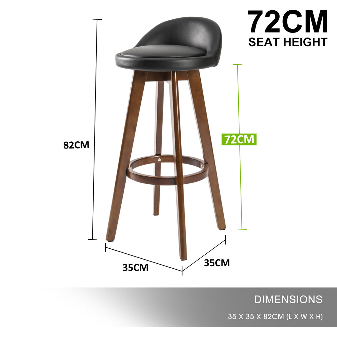 DSZ Product, feed-cond-new, feed-sl-DSZ Freight Payable, new2 X  Wooden Bar Stool Dining Chair Leather Leila 72Cm Black Brown - Premium Furniture > Bar Stools & Chairs > Table & Bar Stools from La Bella ! Shop Online Buy Now at S & D's Value Store Family Business Best Customer ServiceDSZ Product, feed-cond-new, feed-sl-DSZ Freight Payable, new