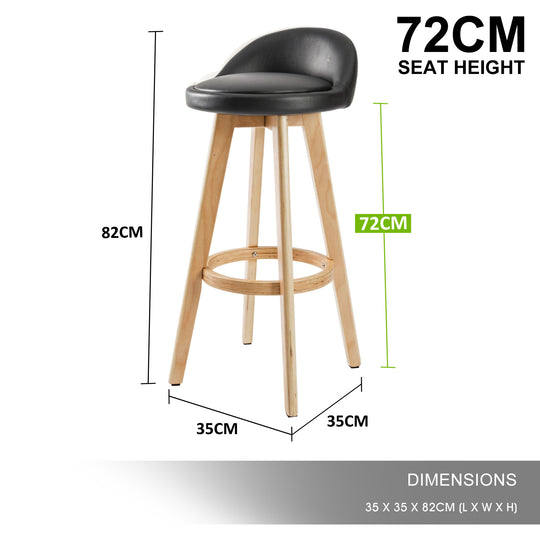 DSZ Product, feed-cond-new, feed-sl-DSZ Freight Payable, new2 X  Wooden Bar Stool Dining Chair Leather Leila 72Cm Black - Premium Furniture > Bar Stools & Chairs > Table & Bar Stools from La Bella ! Shop Online Buy Now at S & D's Value Store Family Business Best Customer ServiceDSZ Product, feed-cond-new, feed-sl-DSZ Freight Payable, new