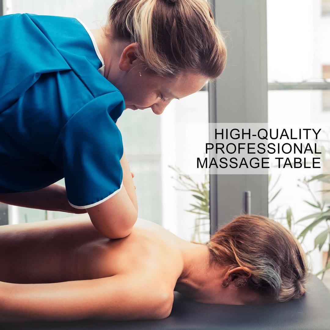 High-quality professional massage table in use, showcasing effective therapy and relaxation.