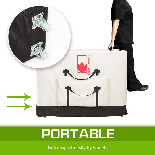 Portable massage table carry bag with wheels for easy transport and ergonomic design, ideal for DIY use and affordable luxury.