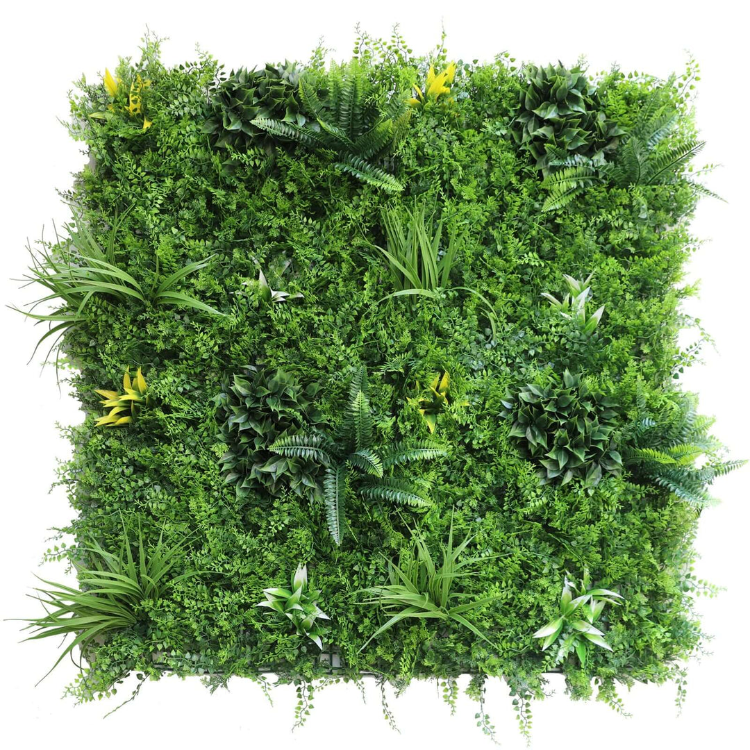 Affordable 1 SQM artificial plant wall grass panel with lush green foliage for DIY vertical garden decor.