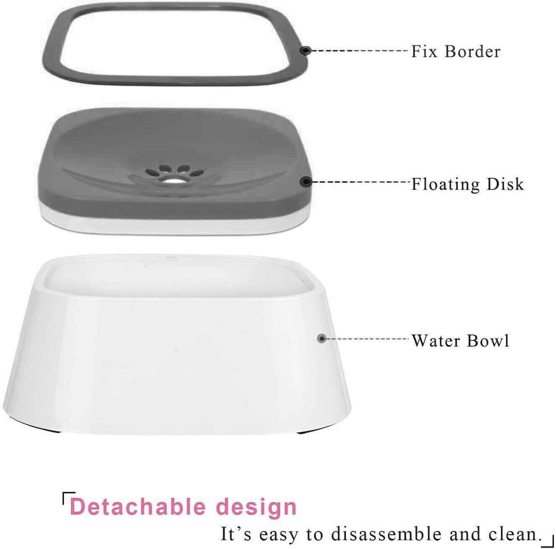 YES4PETS medium pet no spill feeder bowl components showing fix border, floating disk, and water bowl for easy cleaning.