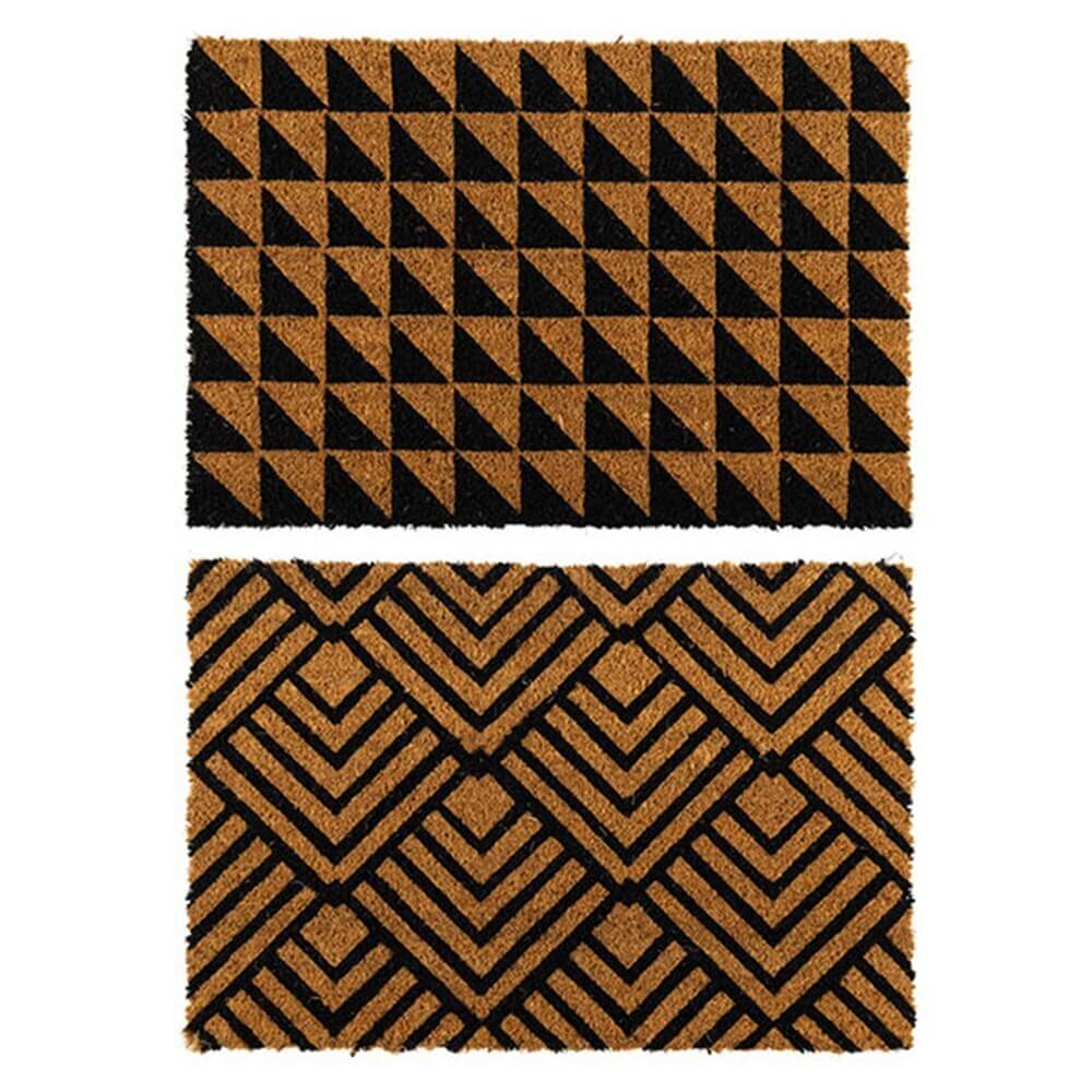 YES4HOMES doormat set with geometric patterns in natural coconut coir, perfect for affordable outdoor entryway decor.