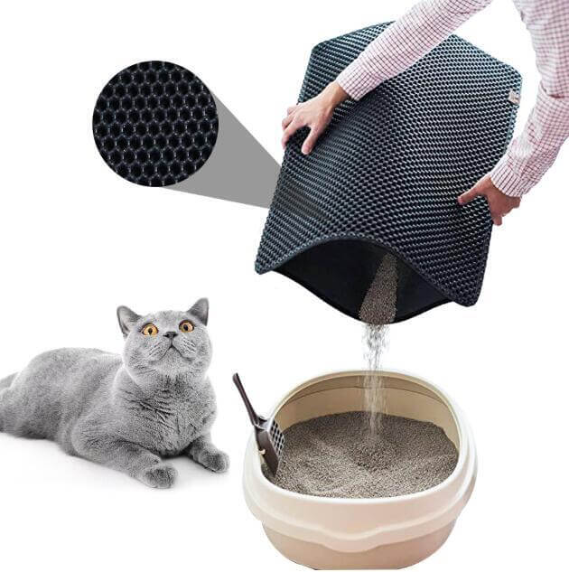 Affordable double layer cat litter trap mat with honeycomb design for easy cleanup and reduced litter scatter.