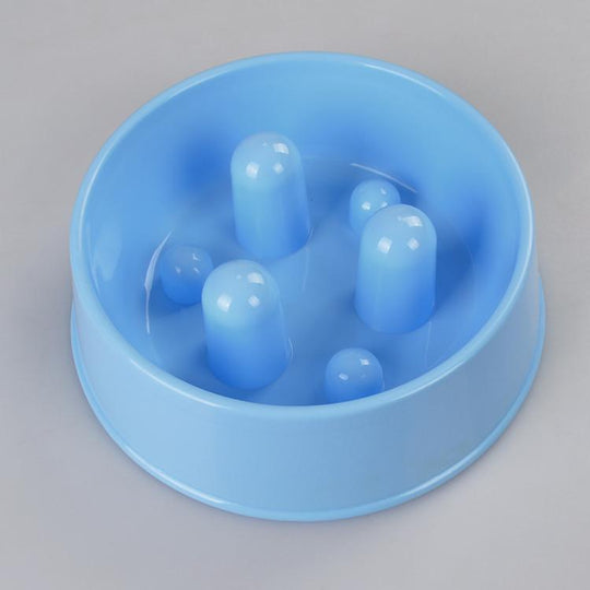 YES4PETS blue anti-gulp feeder bowl with interactive design for dogs and cats, promoting slower eating and digestion.