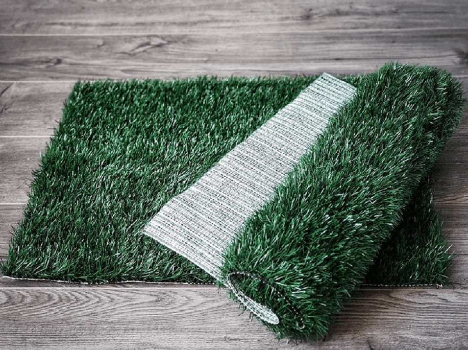 YES4PETS synthetic grass replacement mat for dog potty pad on wooden surface, affordable and quality option.