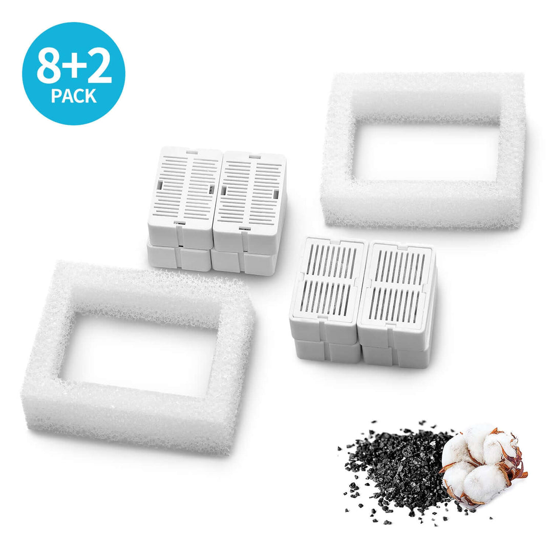 YES4PETS 8+2 pack pet fountain filter replacement with activated carbon for clean water, affordable quality filtration.