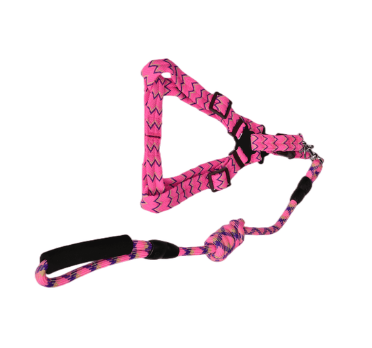 Pink dog harness and leash set, comfortable and stylish design for medium pets, affordable quality pet accessories.