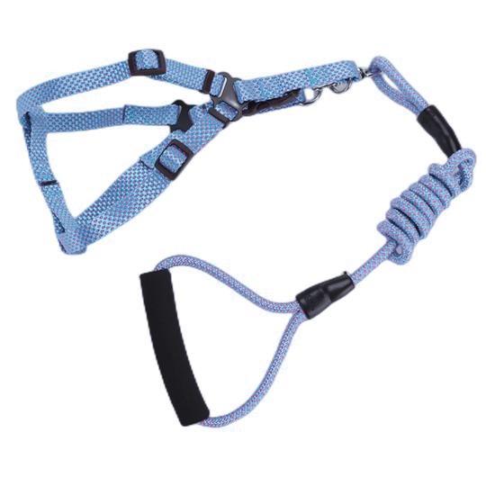 YES4PETS medium pet dog harness with leash in blue, designed for comfort and security, suitable for small pets.