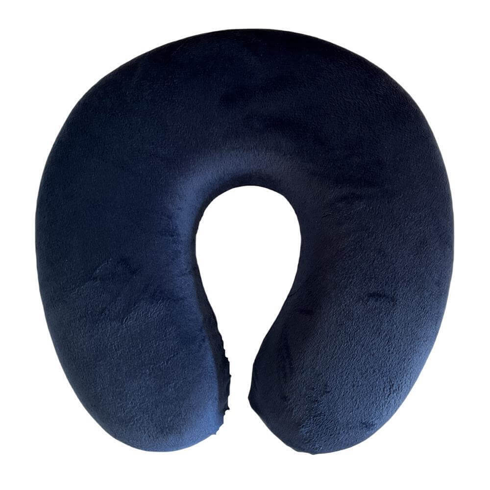 Yes4homes U-shaped travel foam pillow in dark navy for neck support and comfort during travel.