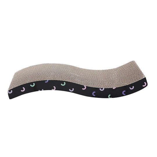 Affordable quality cat scratch pad with a wavy design, perfect for kittens' scratching needs and catnip included.