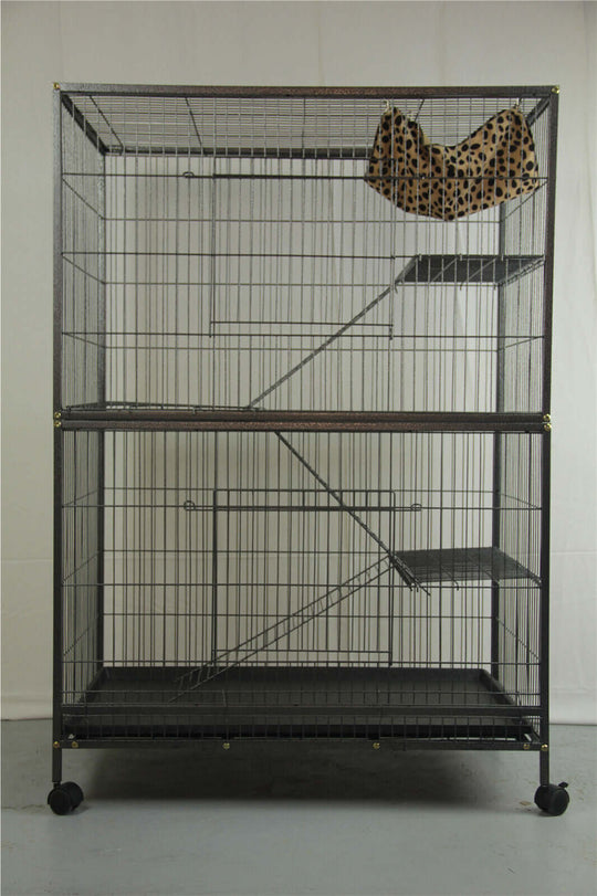 YES4PETS 140 cm cage designed for ferrets, parrots, and cats, featuring platforms and ladders for easy access and play.