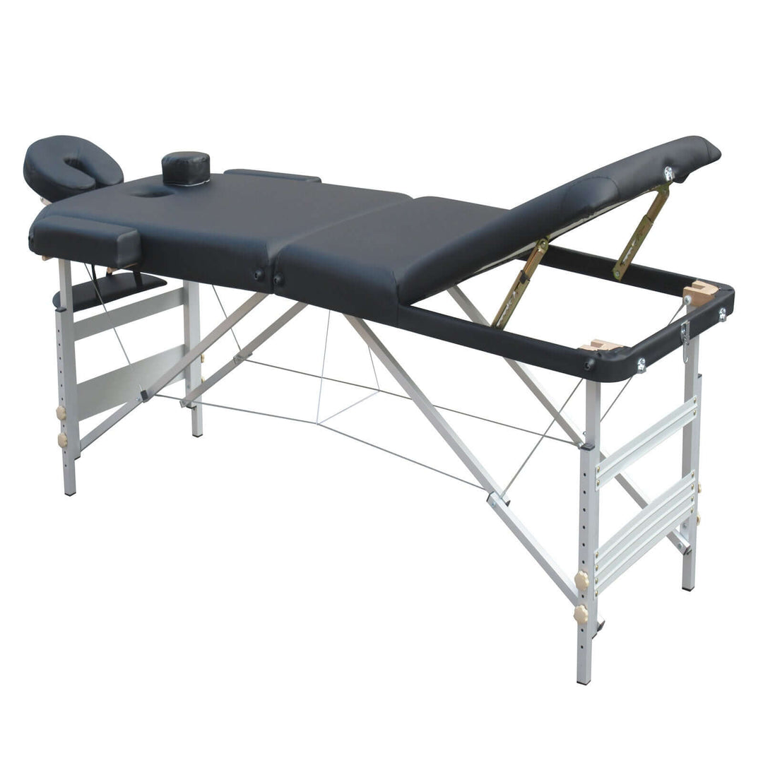 YES4HOMES 3 Fold Portable Aluminium Massage Table Massage Bed Beauty Therapy Black