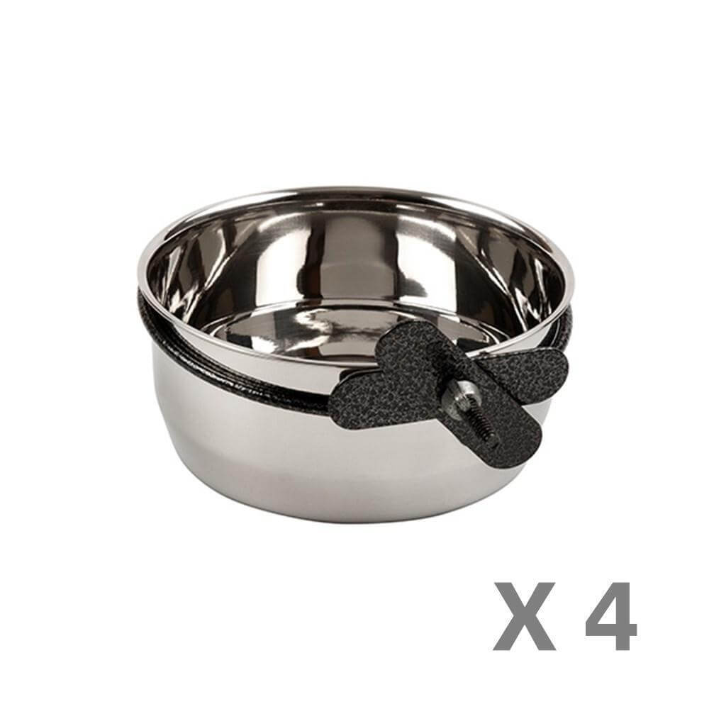 YES4PETS set of 4 medium stainless steel pet bowls for water and food, featuring easy clip-on design.