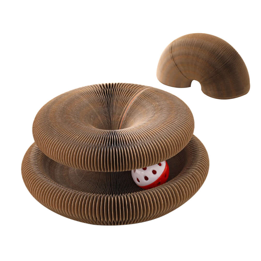 Affordable DIY cat scratching board with bell ball for playful and active kittens. Quality design for exercise and fun.