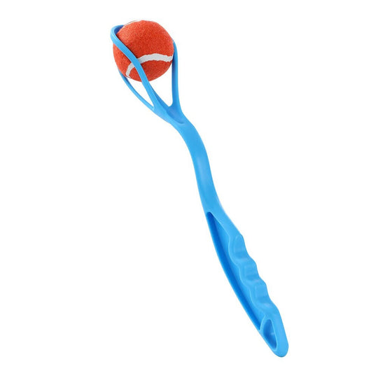 YES4PETS interactive fetch toy with blue launcher and red tennis ball for dogs, affordable quality playtime.