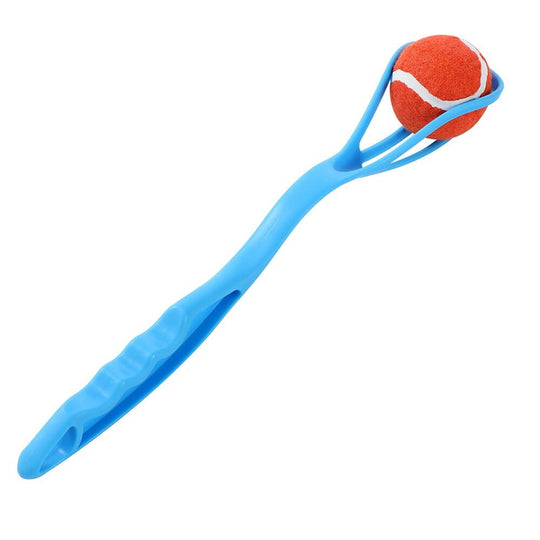 YES4PETS blue tennis ball launcher with red ball, affordable interactive fetch toy for pets.