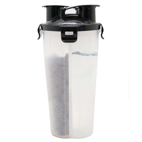 YES4PETS portable pet feeder bottle with water and food compartments, affordable and quality travel accessory for pets.