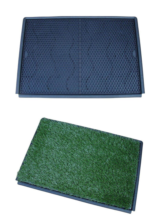 YES4PETS potty pad tray with synthetic grass mat, designed for dog potty training, affordable and quality replacement solution.