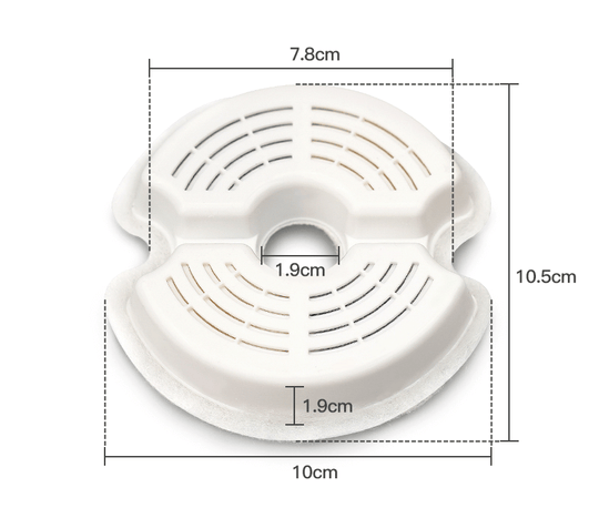 YES4PETS pet fountain filter replacement, dimensions 10.5cm x 10cm, provides triple filtration for clean water.