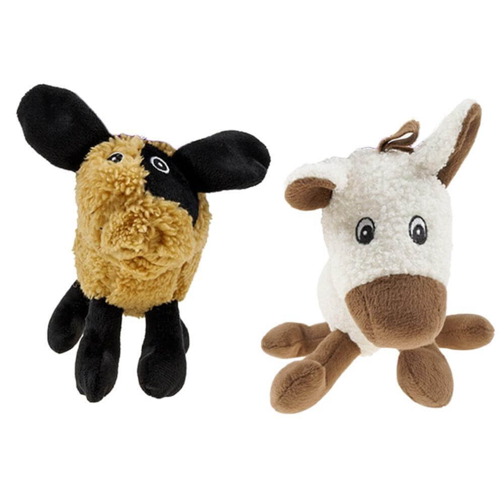 YES4PETS 2 x plush dog toys in dog and sheep designs, 16cm, affordable quality pet playmate.