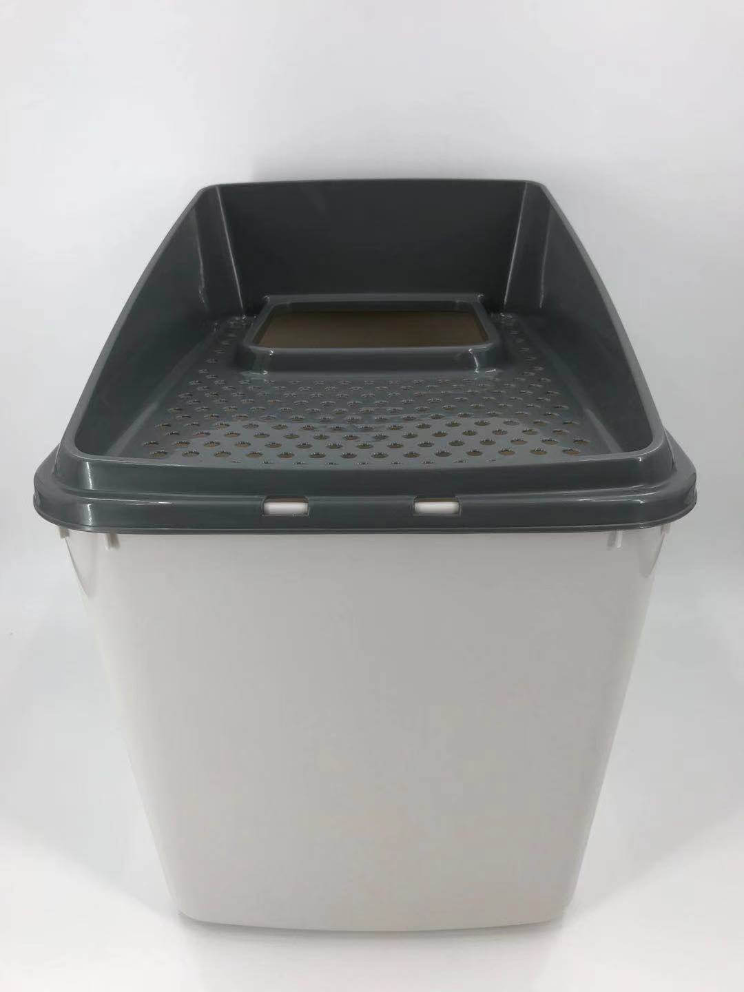 XL top entry cat litter box, large covered kitty tray for mess-free litter use.