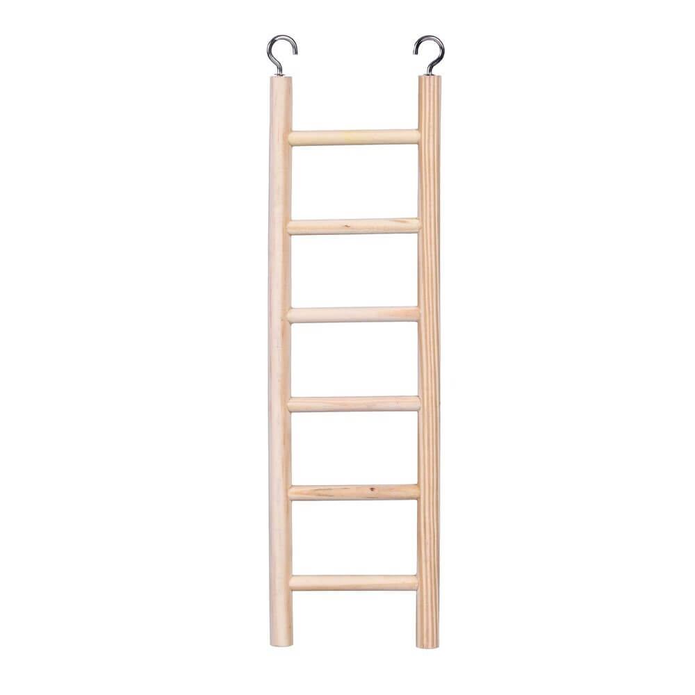 Small wooden ladder for birds and small pets, featuring two hooks for easy installation. Affordable and quality pet toy.