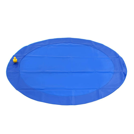 100cm blue pet sprinkler splash pad for dogs and cats, affordable outdoor toy for cooling and summer fun.