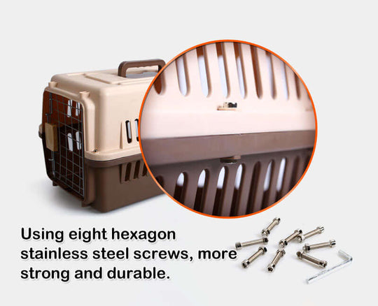 Durable YES4PETS pet carrier with stainless steel screws for strong construction and enhanced safety.