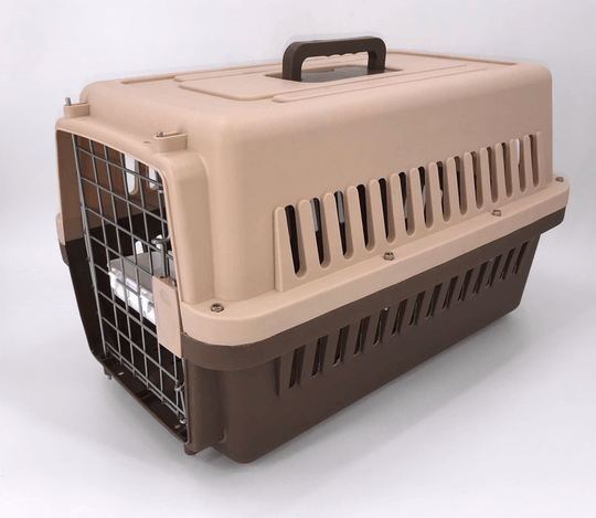 Affordable lightweight brown pet carrier for medium dogs and cats with secure latch and ventilation.