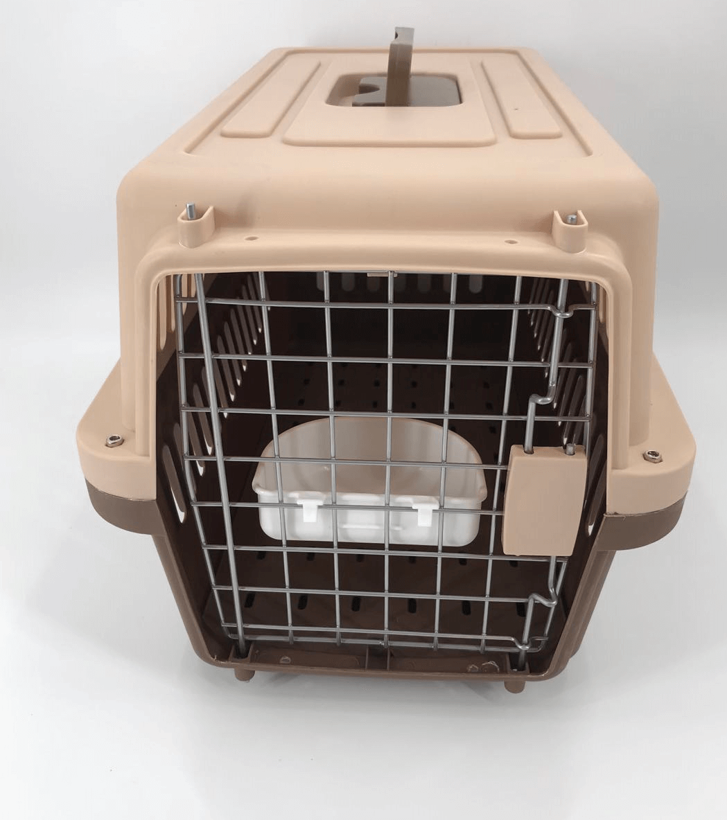 YES4PETS Medium Brown Dog Cat Crate with Bowl and Tray, lightweight carrier for travel, affordable and quality design.