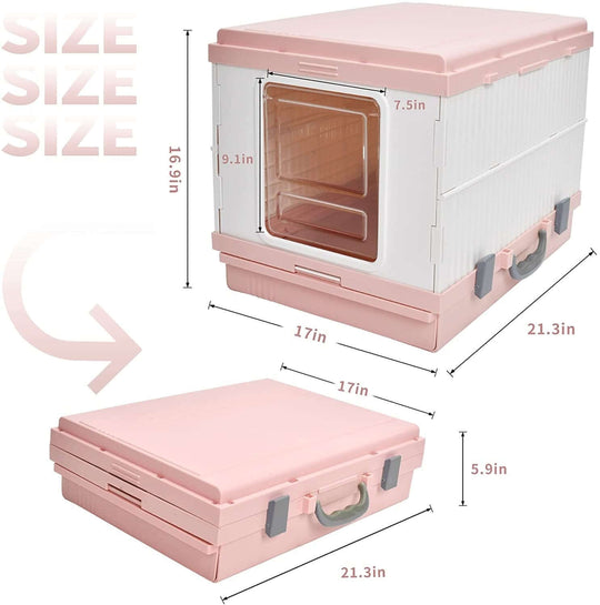 YES4PETS XL Portable Cat Toilet dimensions showcasing foldable design and handle, ideal for affordable quality pet care.