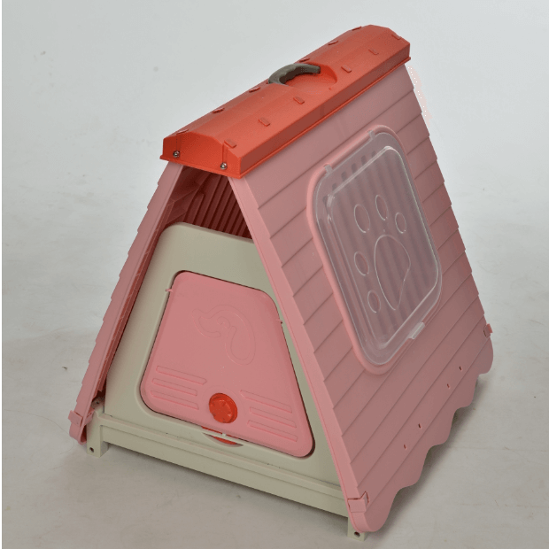 YES4PETS small foldable plastic pet house, pink kennel for dogs and cats, affordable and easy to assemble.