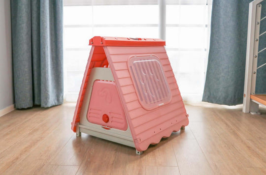 YES4PETS small foldable pink plastic pet dog house, durable design for comfort and ventilation in pets.