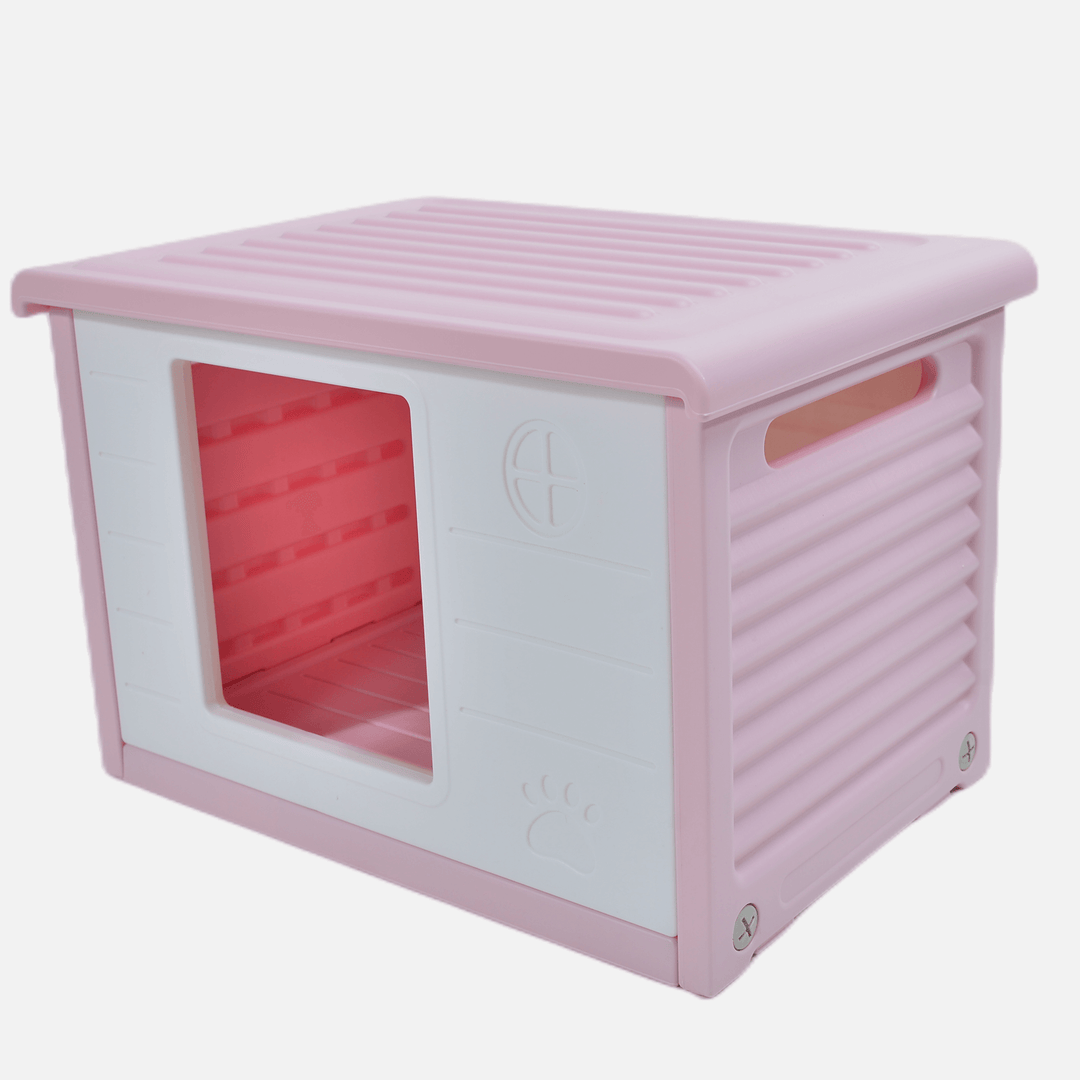 YES4PETS small pink plastic pet house kennel, perfect for dogs and cats up to 15 kg, affordable and stylish.