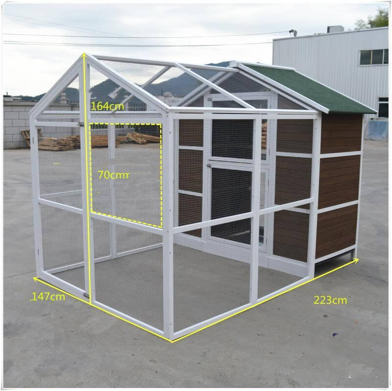 YES4PETS XXL Wooden Aviary Cage with dimensions 223cm x 147cm x 164cm for pigeons and birds.