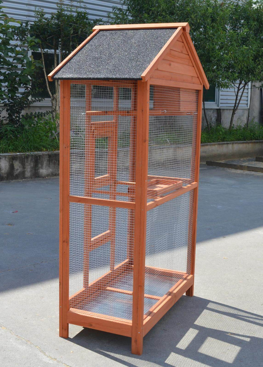 YES4PETS wooden XXL bird cage aviar ycarrier with asphalt roof, ideal for small to medium birds, affordable quality.