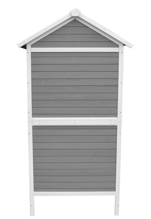 YES4PETS Wooden aviary with grey slats and white trim, perfect for outdoor and indoor bird care.