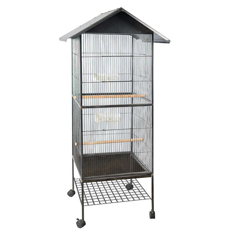 YES4PETS 160 cm large bird cage with removable tray, wooden perches, and rolling casters for budgies and parrots.