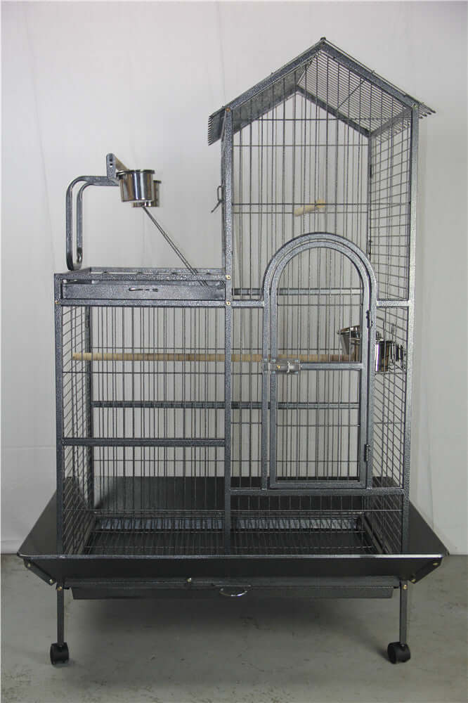 Affordable XL bird cage for parrots with quality materials, DIY-friendly design, and convenient castor wheels.