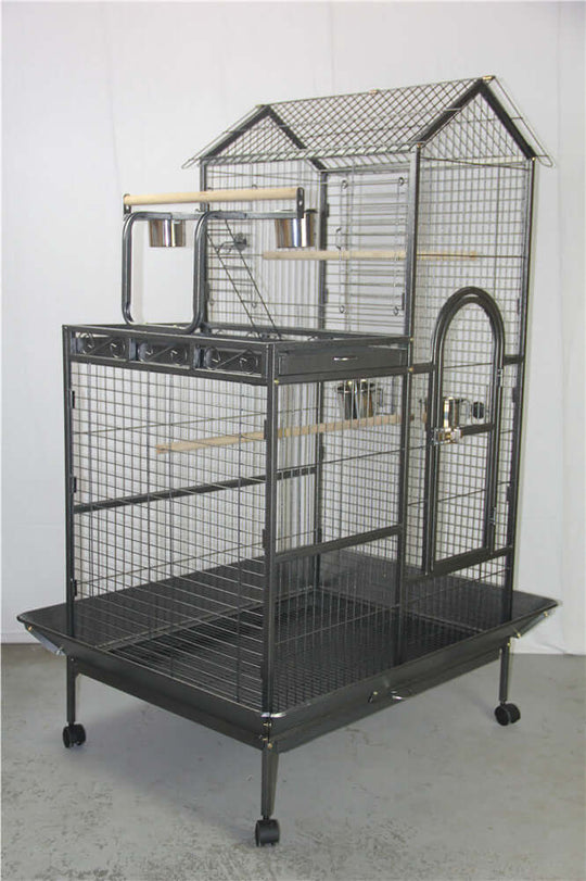 Affordable 160cm XL bird cage for parrots with quality design, perches, and easy access doors on castor wheels.