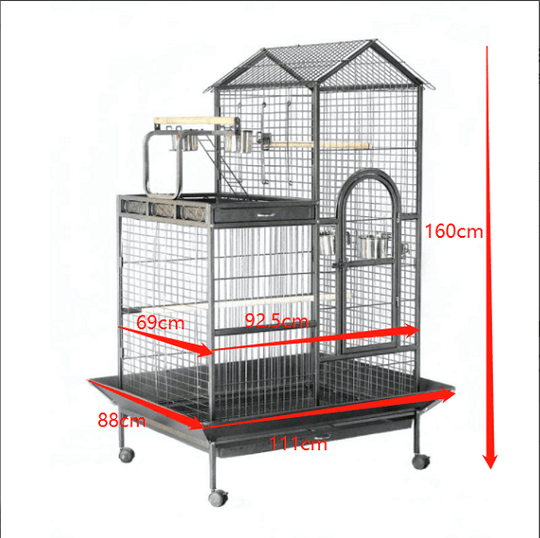 160cm XL bird cage with double levels, castor wheels, and ample space for parrots and budgies, ideal for quality pet care.