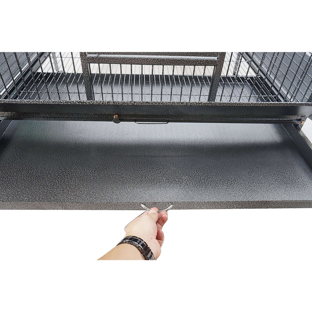 YES4PETS XL Bird Cage showing easy-access drawer for cleaning, crafted for durability and designed for medium and large parrots.